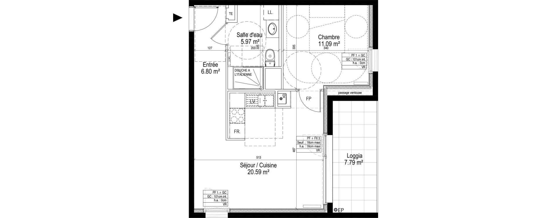 Appartement T2 de 44,45 m2 &agrave; Nancy Le plateau de haye
