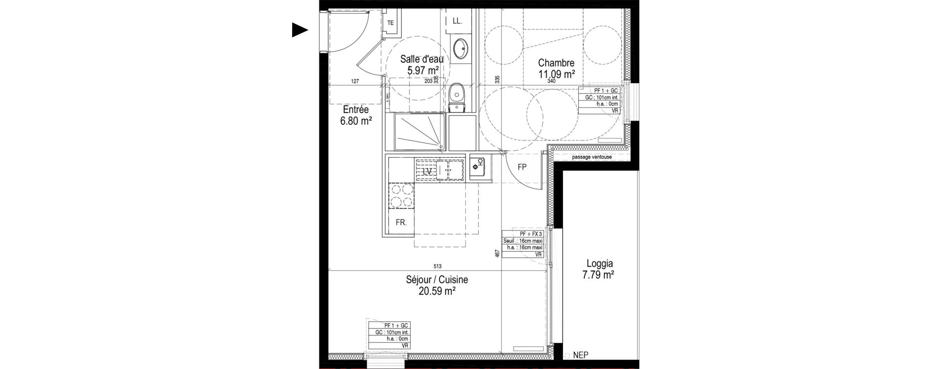 Appartement T2 de 44,45 m2 &agrave; Nancy Le plateau de haye