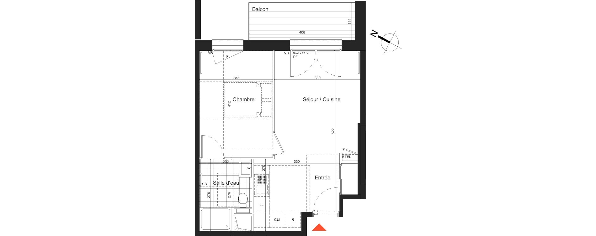 Appartement T2 de 38,81 m2 &agrave; Nancy Grand coeur