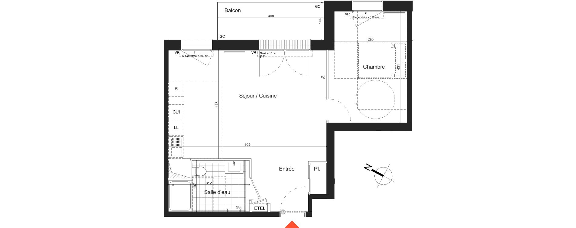 Appartement T2 de 48,96 m2 &agrave; Nancy Grand coeur