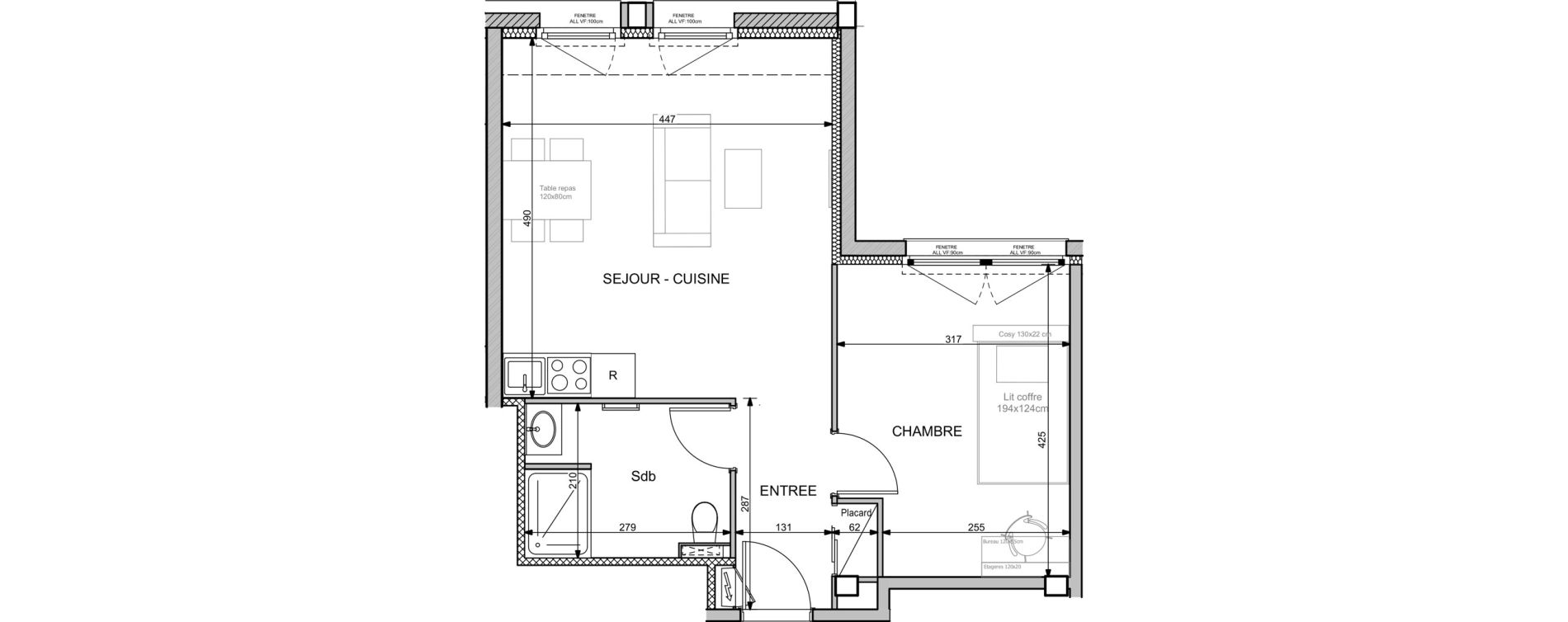 Appartement T2 de 44,76 m2 &agrave; Nancy Cittadelle sellier c de foucauld