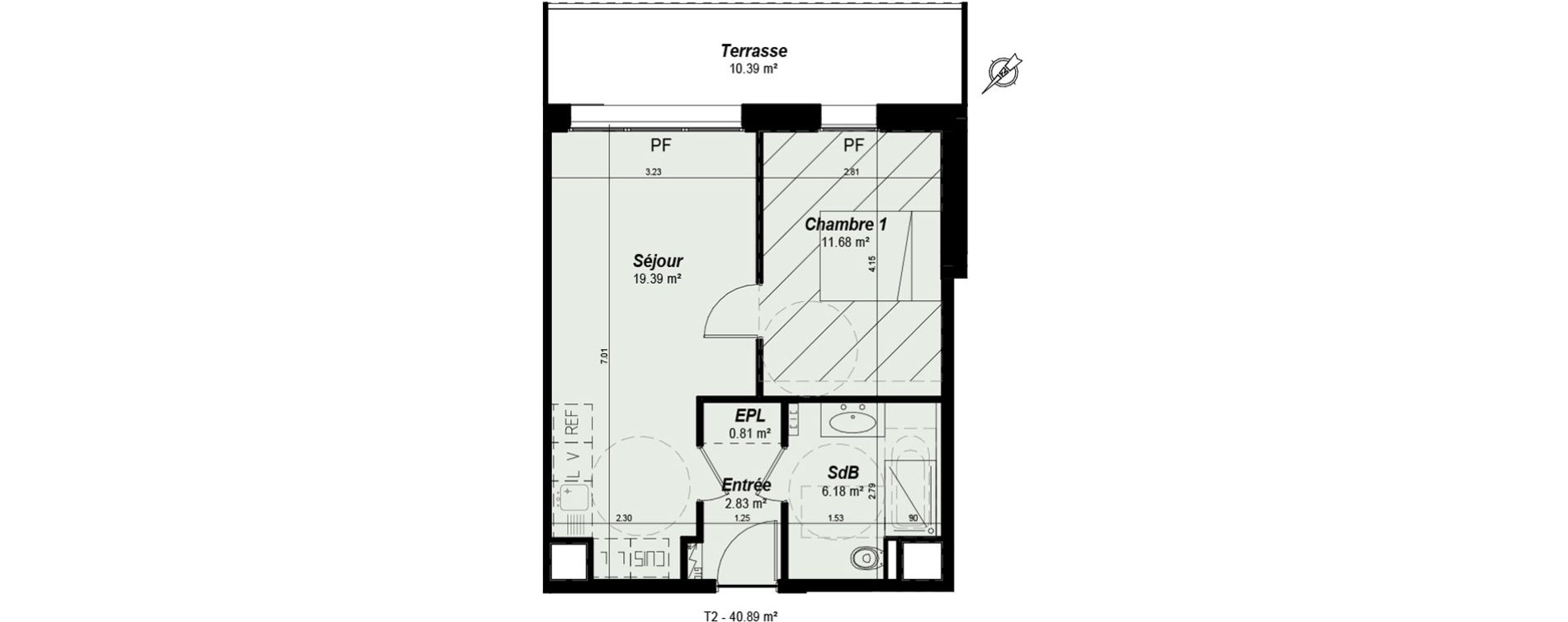 Appartement T2 de 40,89 m2 &agrave; Nancy Grand coeur