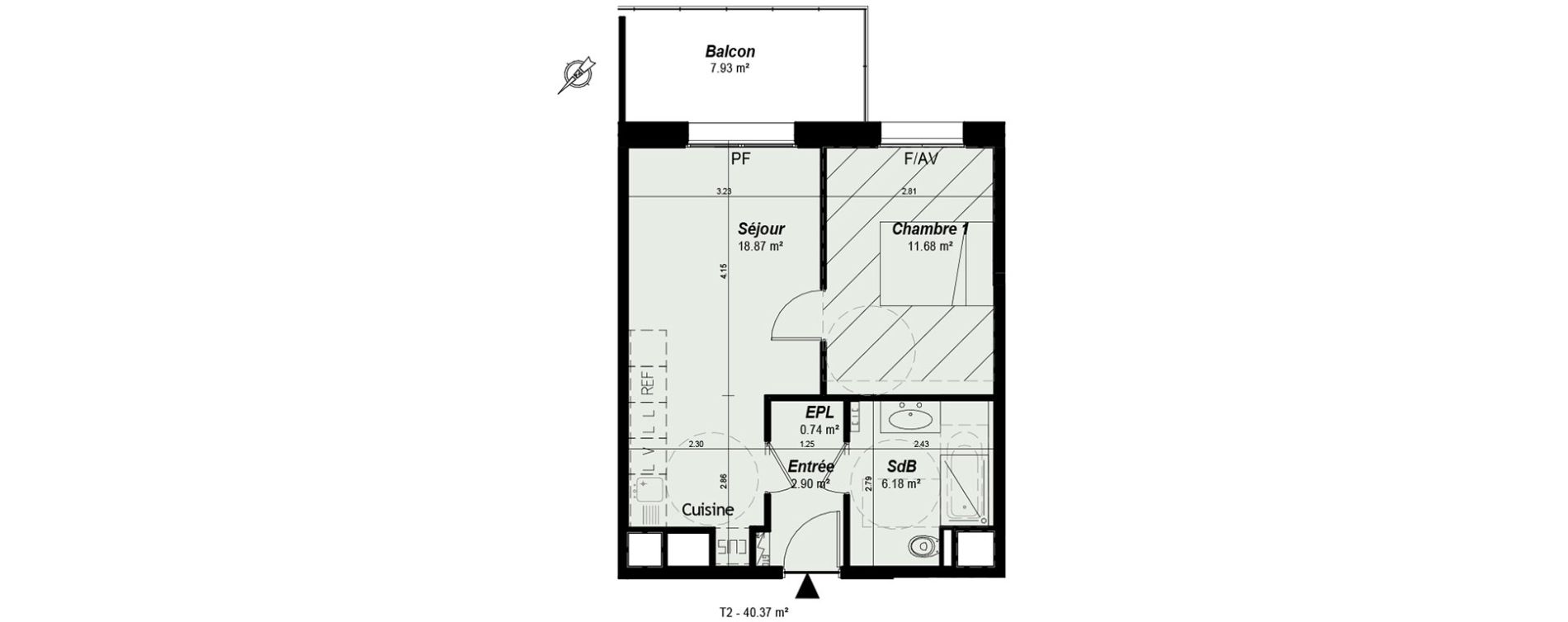 Appartement T2 de 40,37 m2 &agrave; Nancy Grand coeur