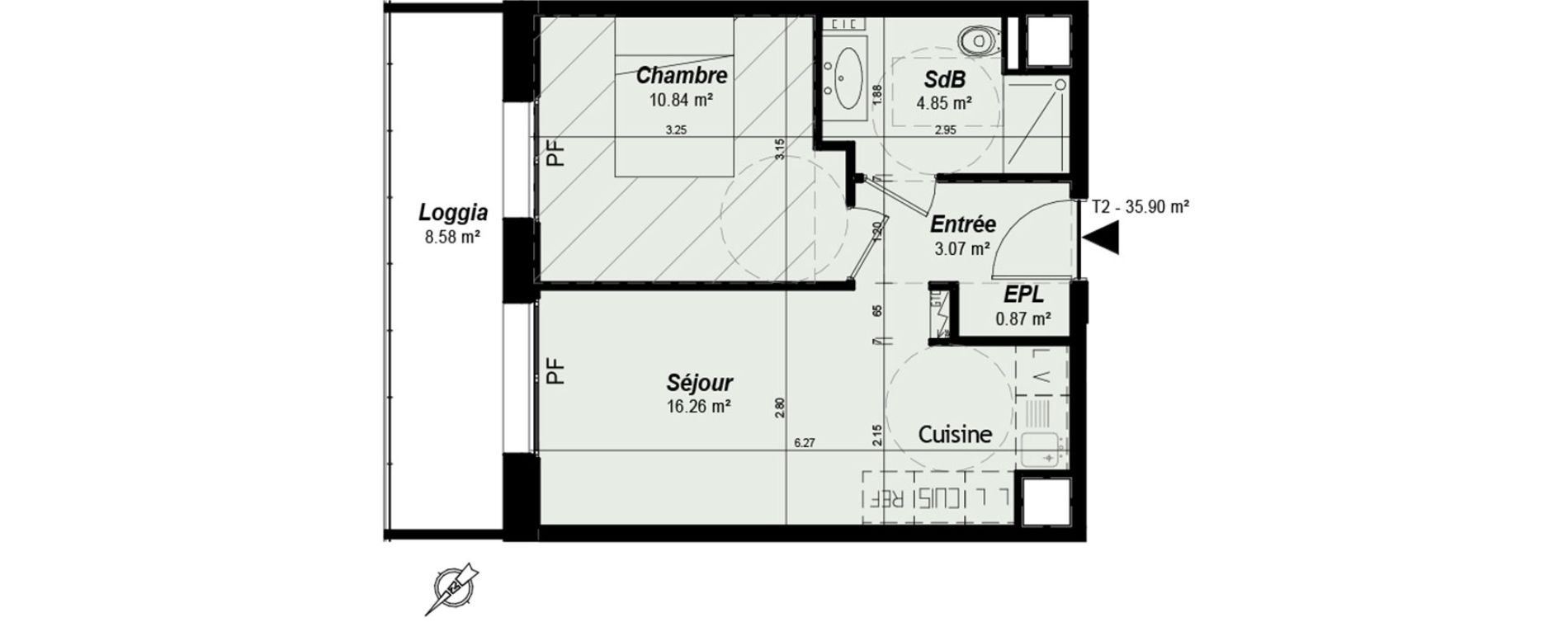 Appartement T2 de 35,90 m2 &agrave; Nancy Grand coeur