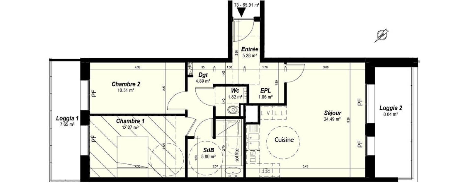 Appartement T3 de 65,91 m2 &agrave; Nancy Grand coeur