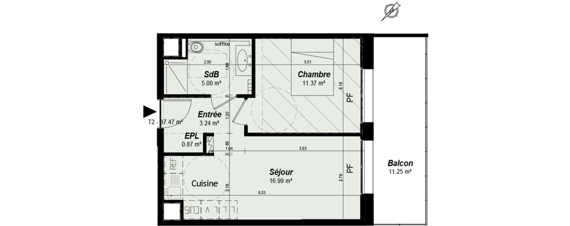 Appartement T2 de 37,46 m2 &agrave; Nancy Grand coeur