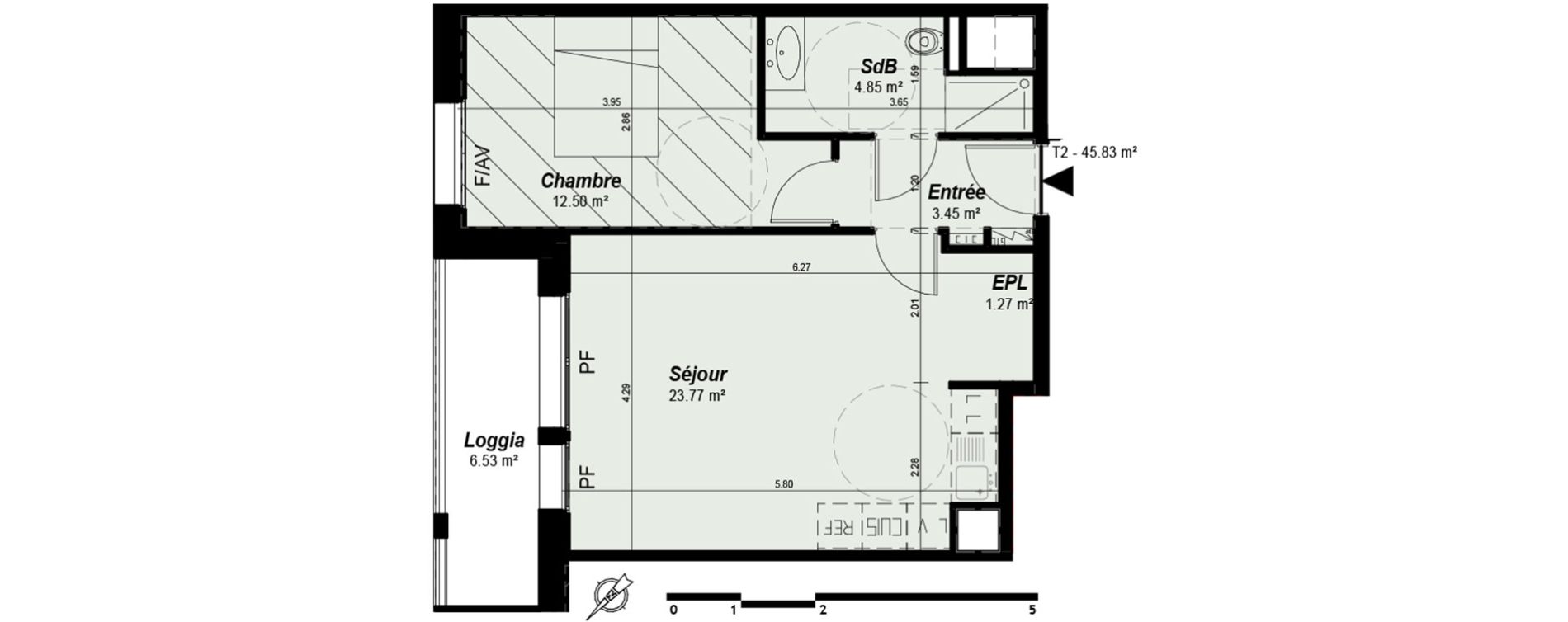 Appartement T2 de 45,83 m2 &agrave; Nancy Grand coeur