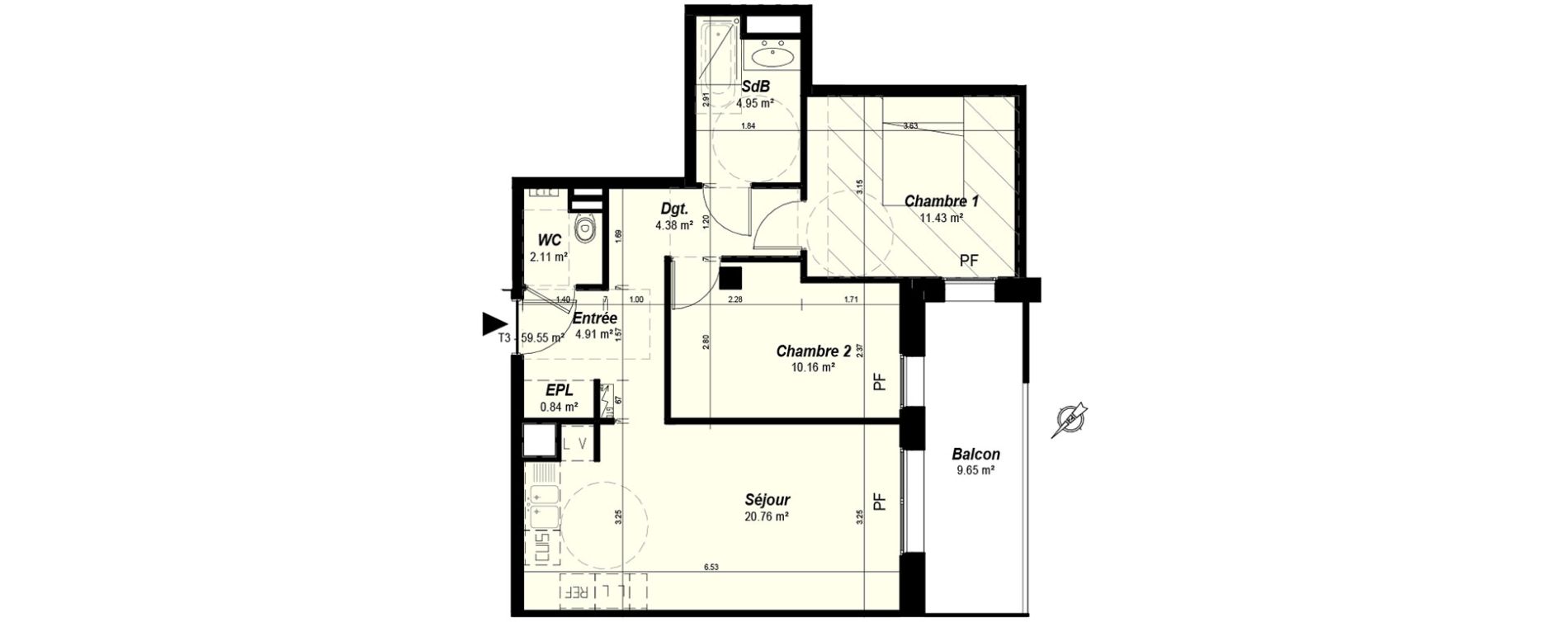Appartement T3 de 59,56 m2 &agrave; Nancy Grand coeur