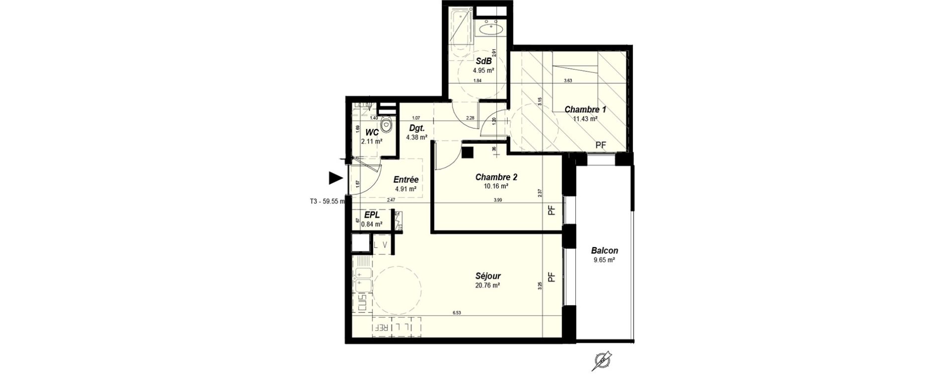Appartement T3 de 59,55 m2 &agrave; Nancy Grand coeur