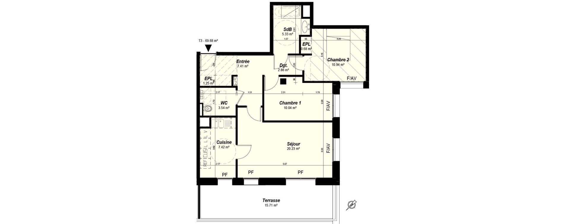 Appartement T3 de 69,68 m2 &agrave; Nancy Grand coeur
