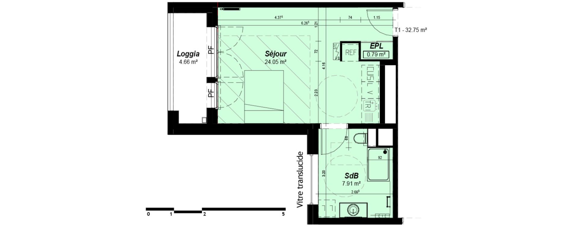 Appartement T1 de 32,75 m2 &agrave; Nancy Grand coeur
