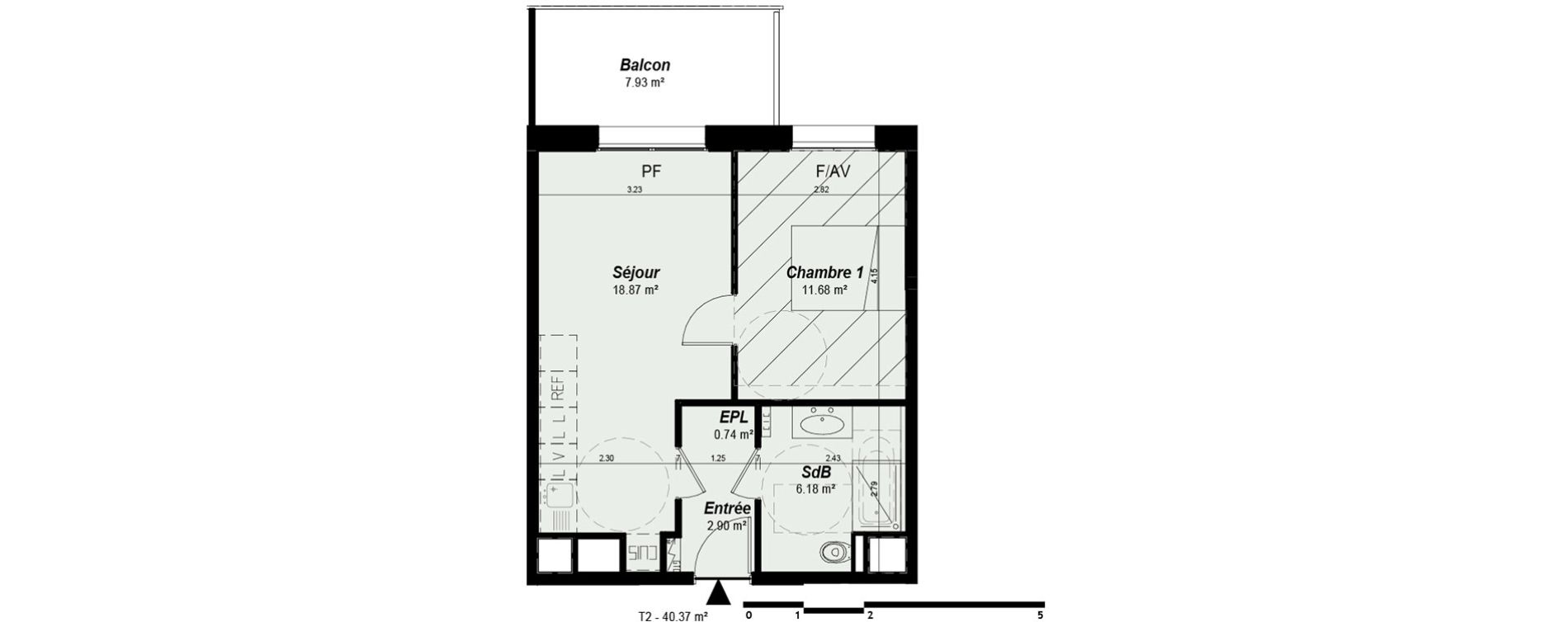 Appartement T2 de 40,37 m2 &agrave; Nancy Grand coeur