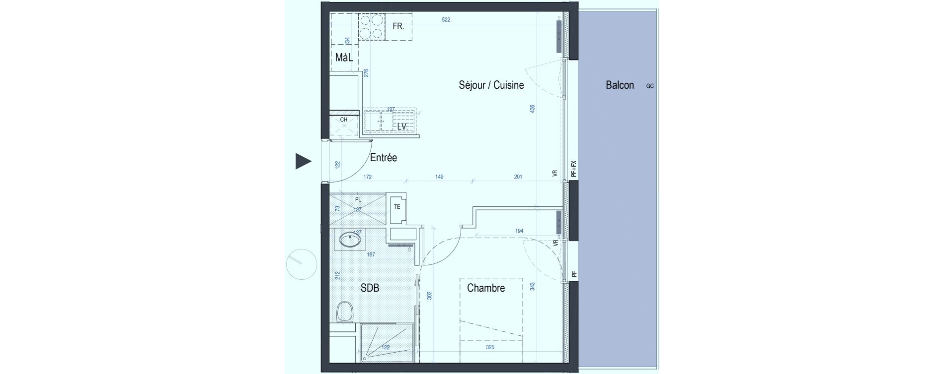 Appartement T2 de 38,33 m2 &agrave; Saint-Max Centre