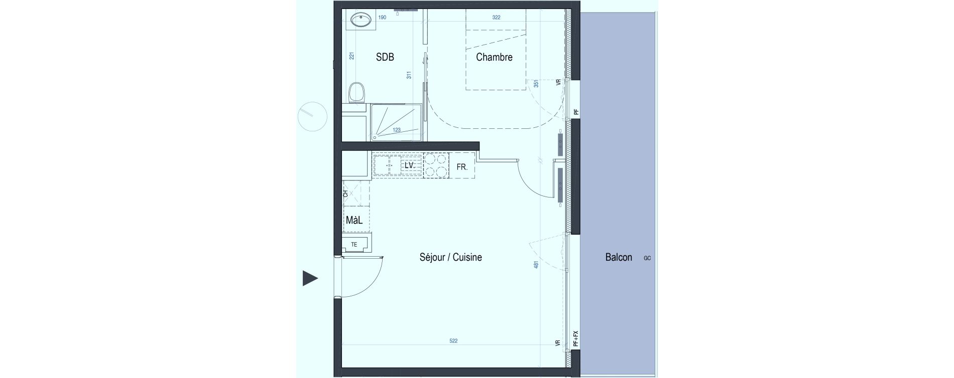 Appartement T2 de 41,26 m2 &agrave; Saint-Max Centre