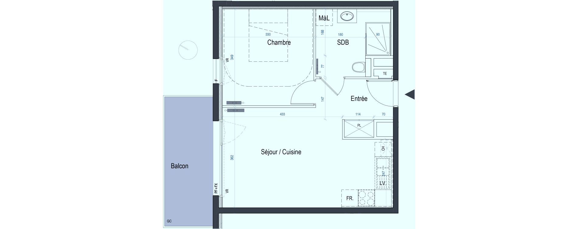 Appartement T2 de 42,09 m2 &agrave; Saint-Max Centre