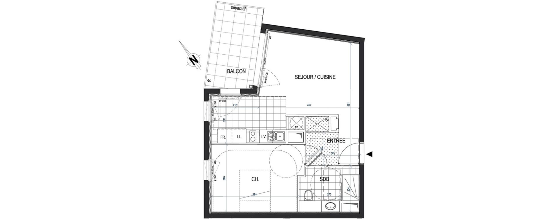 Appartement T2 de 44,22 m2 &agrave; Saint-Max Centre