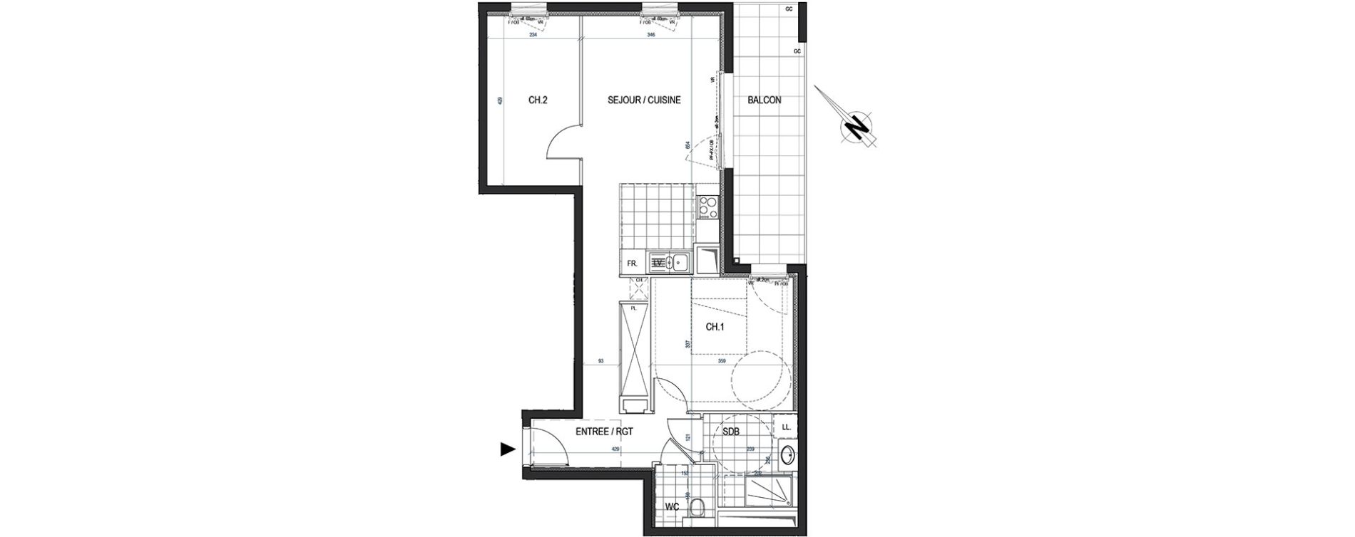 Appartement T3 de 62,39 m2 &agrave; Saint-Max Centre