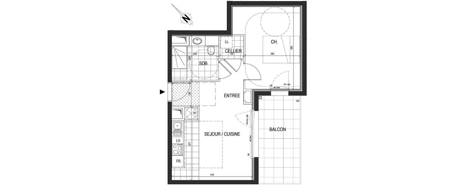 Appartement T2 de 40,65 m2 &agrave; Saint-Max Centre