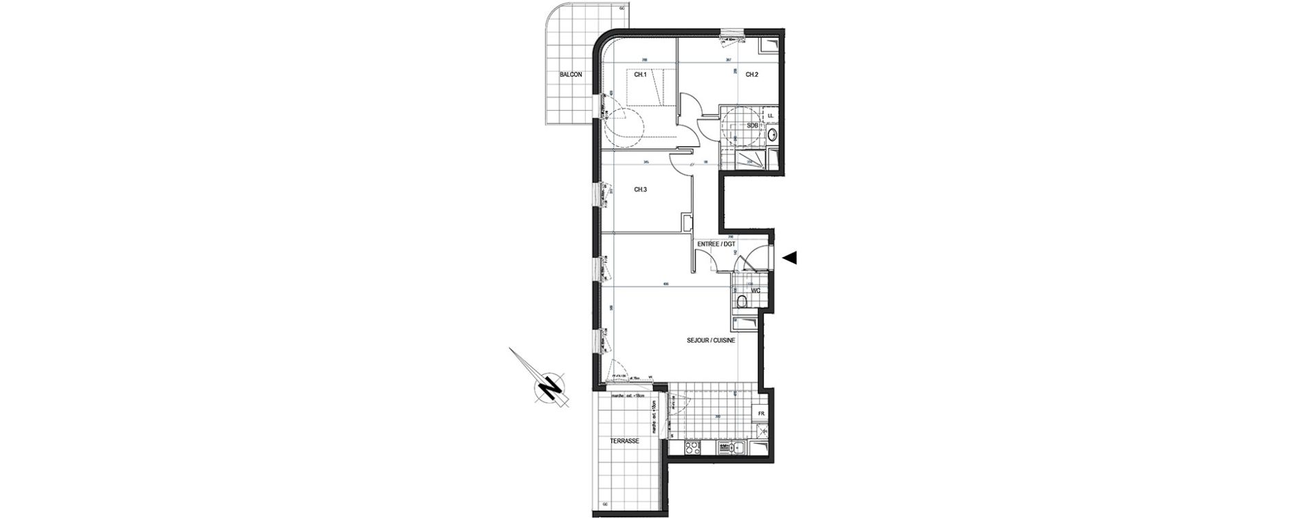 Appartement T4 de 87,18 m2 &agrave; Saint-Max Centre