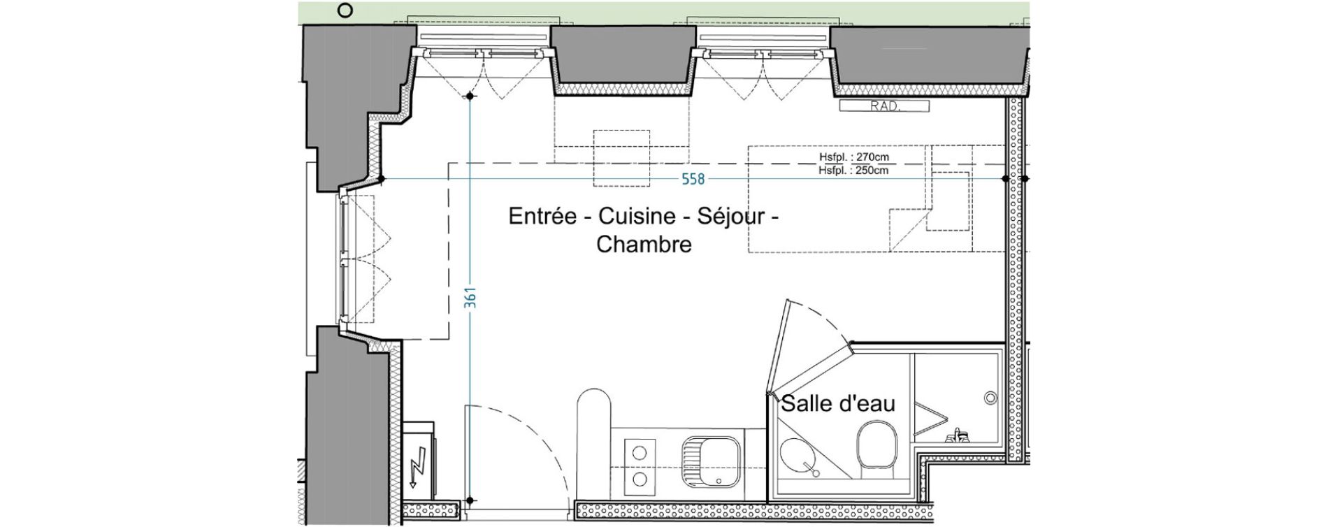 Appartement T1 meubl&eacute; de 19,29 m2 &agrave; Vand&oelig;uvre-L&egrave;s-Nancy Tourtel