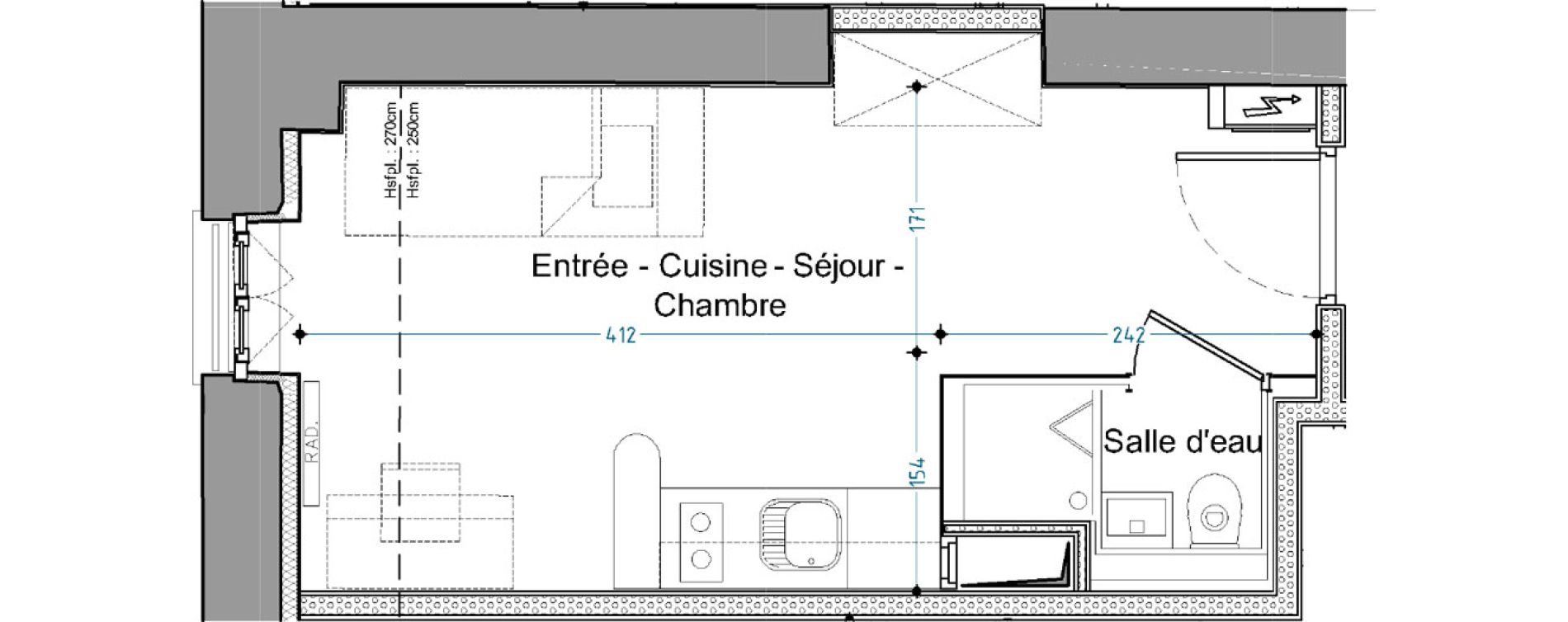 Appartement T1 meubl&eacute; de 19,41 m2 &agrave; Vand&oelig;uvre-L&egrave;s-Nancy Tourtel