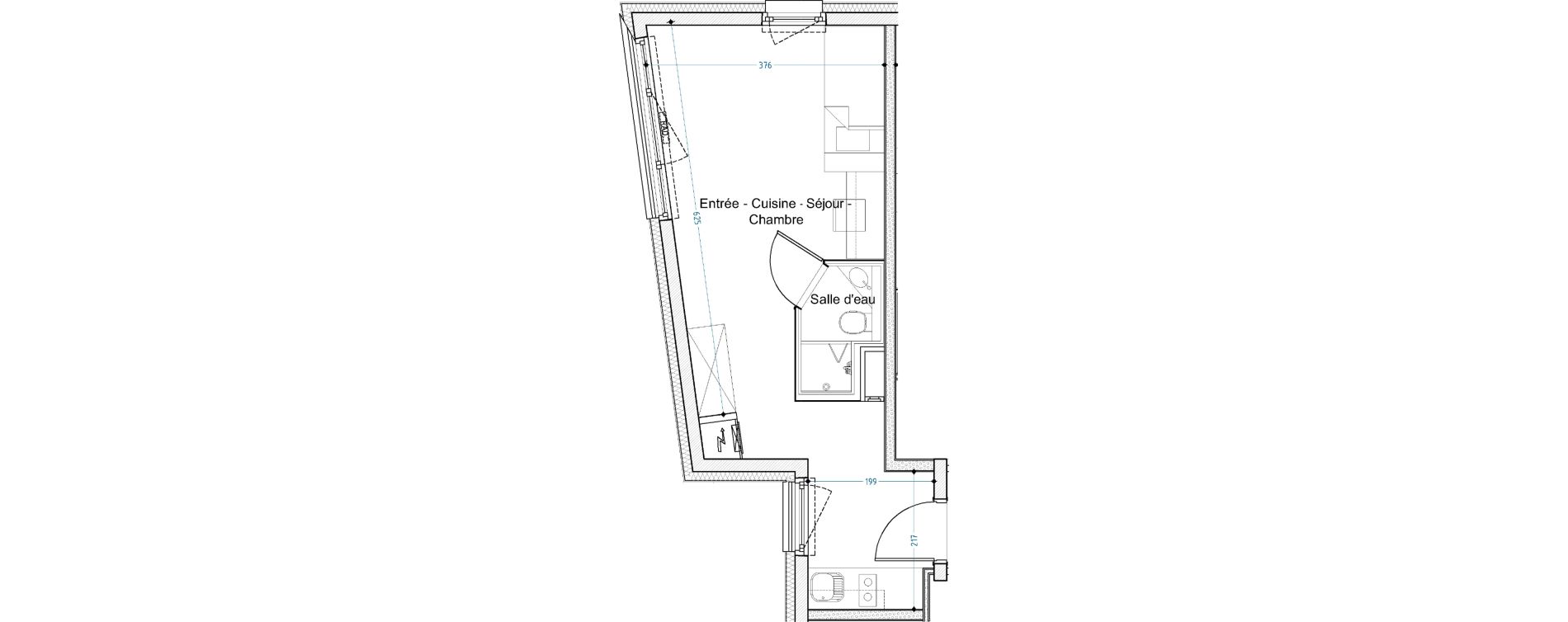 Appartement T1 bis meubl&eacute; de 25,48 m2 &agrave; Vand&oelig;uvre-L&egrave;s-Nancy Tourtel
