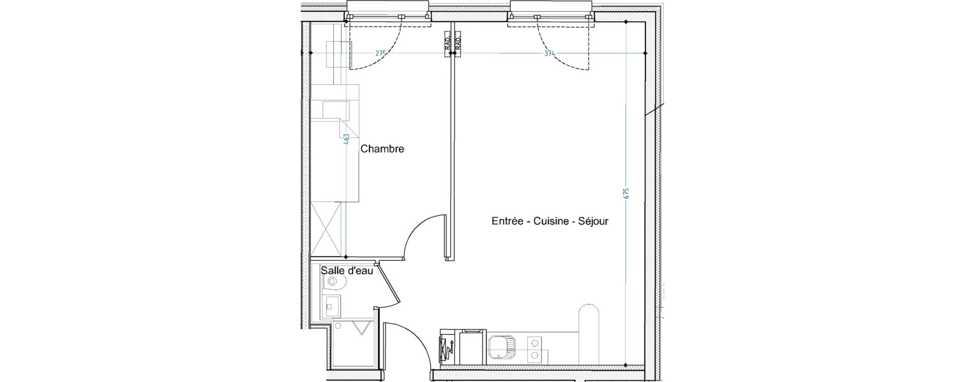 Appartement T2 meubl&eacute; de 42,20 m2 &agrave; Vand&oelig;uvre-L&egrave;s-Nancy Tourtel