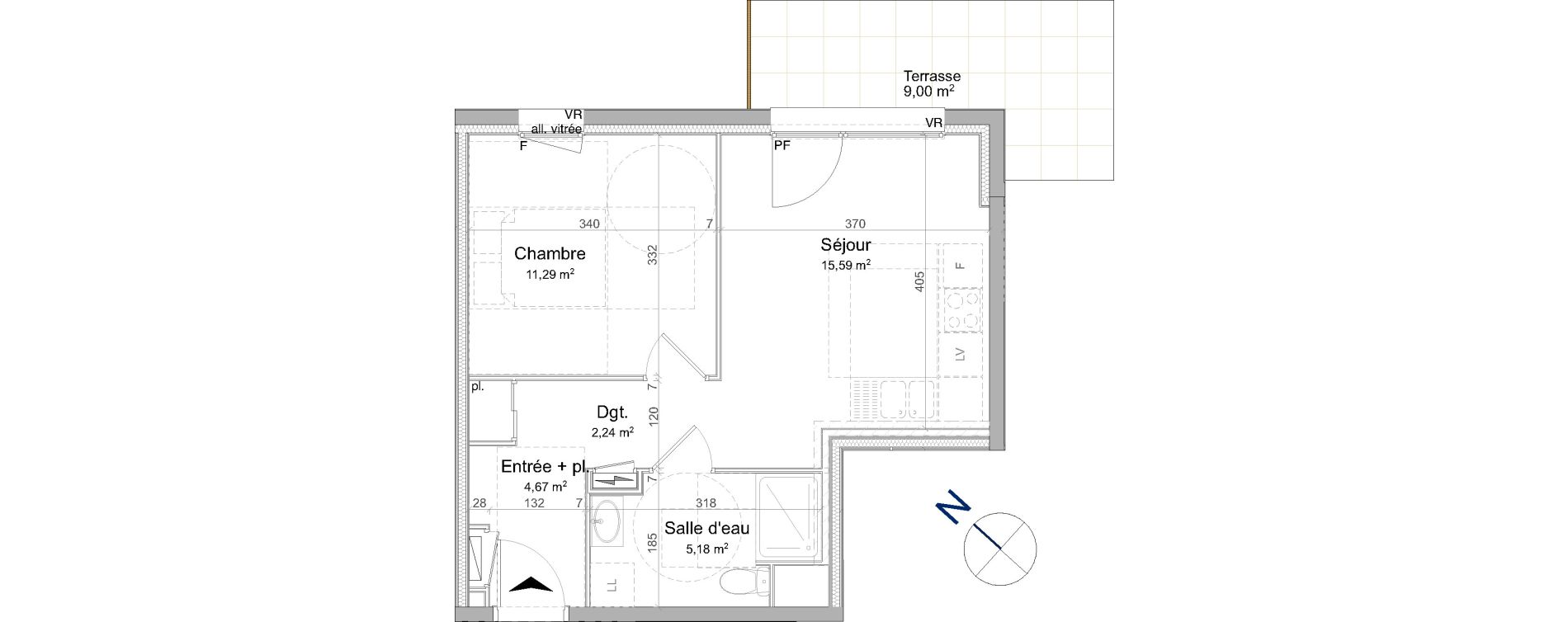 Appartement T2 de 38,97 m2 &agrave; Vand&oelig;uvre-L&egrave;s-Nancy Biancamaria