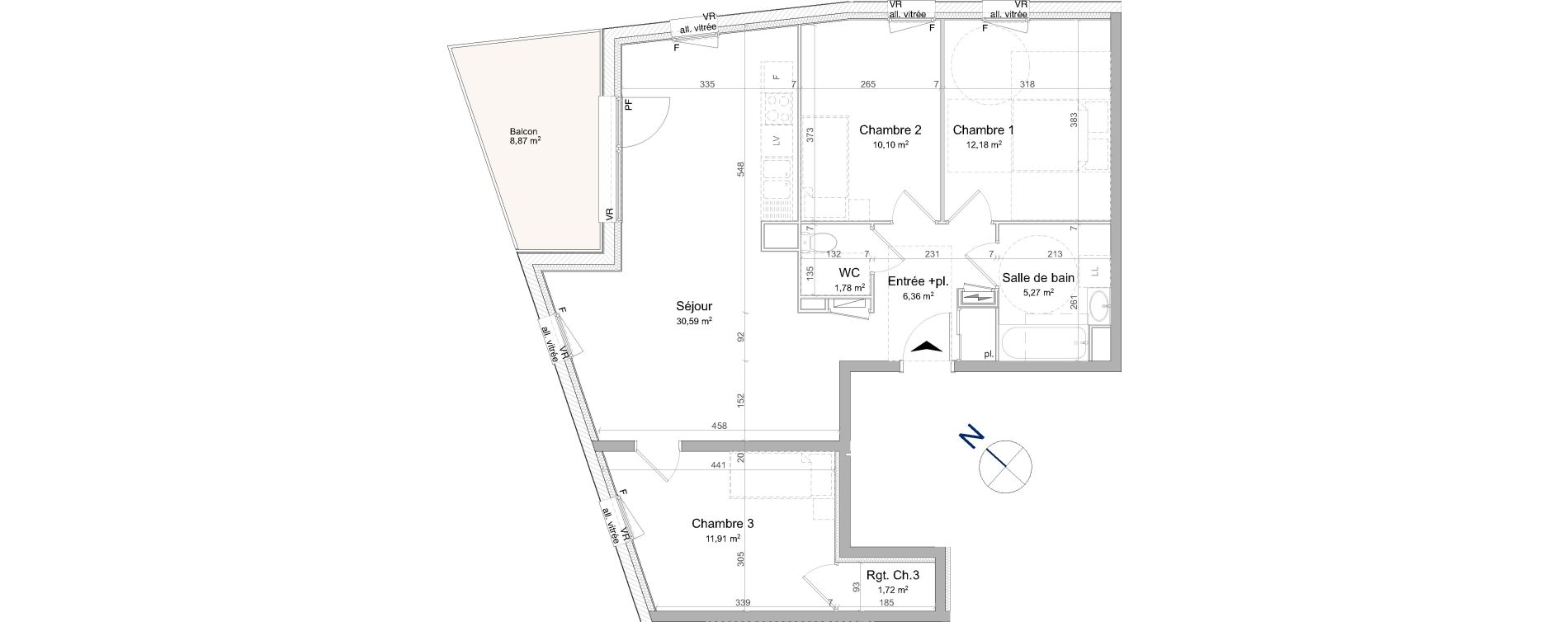 Appartement T4 de 79,91 m2 &agrave; Vand&oelig;uvre-L&egrave;s-Nancy Biancamaria