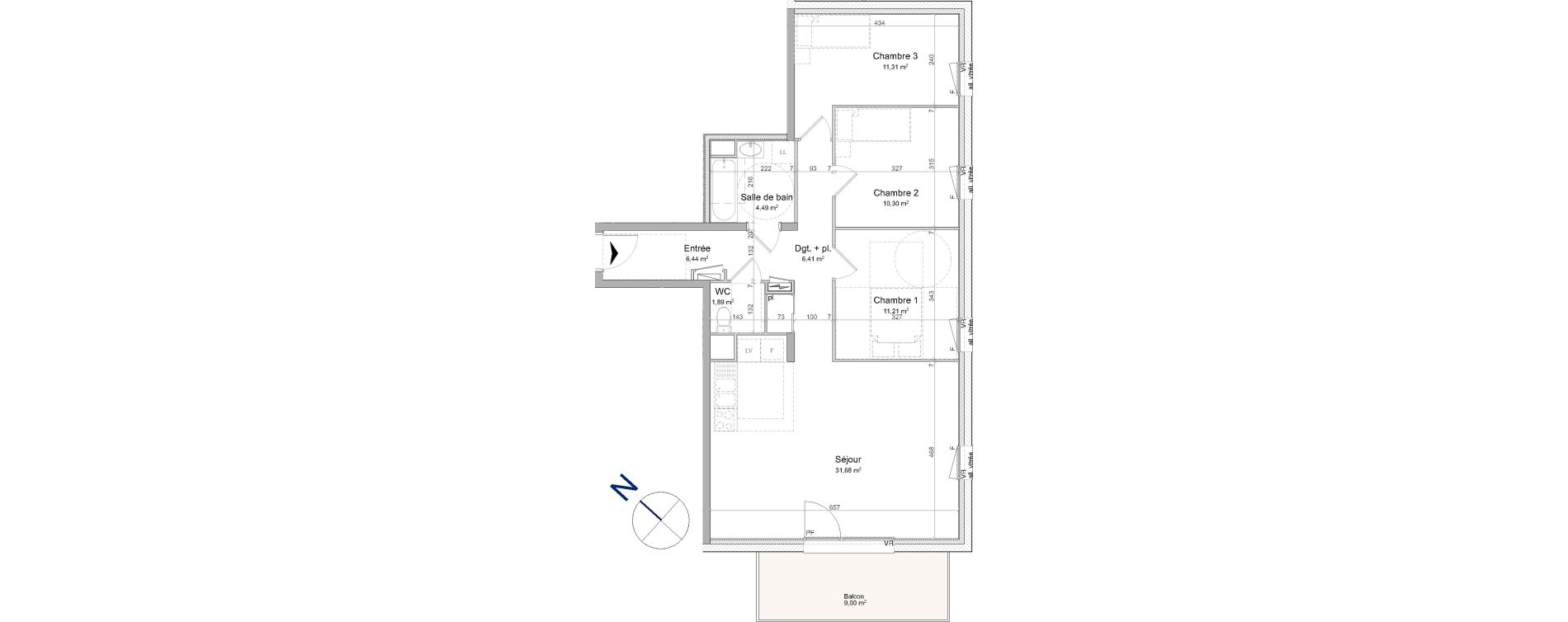 Appartement T4 de 83,73 m2 à Vandœuvre-Lès-Nancy Biancamaria