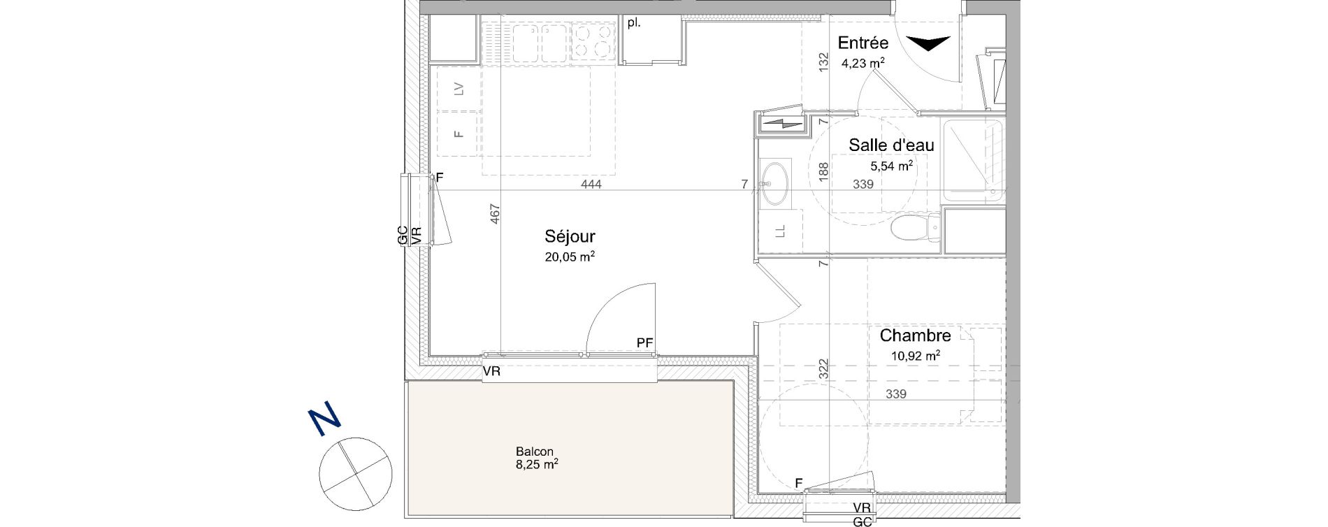Appartement T2 de 40,74 m2 &agrave; Vand&oelig;uvre-L&egrave;s-Nancy Biancamaria