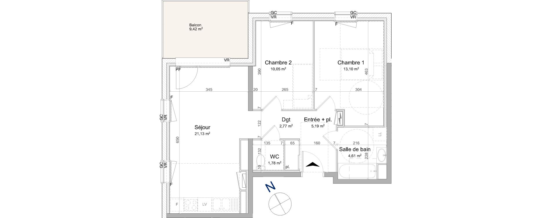 Appartement T3 de 58,63 m2 &agrave; Vand&oelig;uvre-L&egrave;s-Nancy Biancamaria