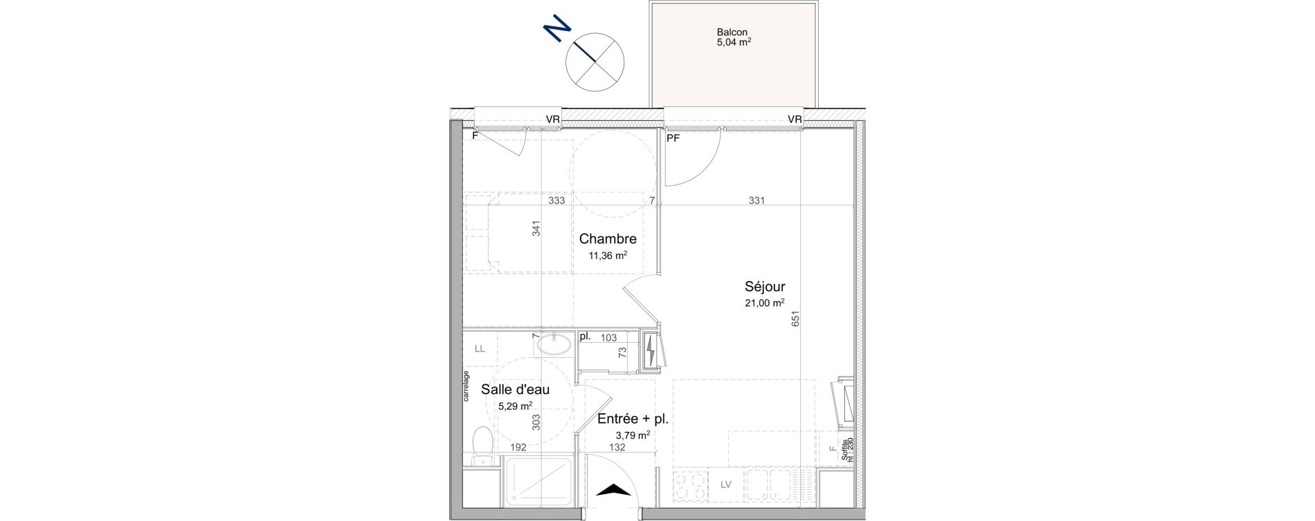 Appartement T2 de 41,44 m2 &agrave; Vand&oelig;uvre-L&egrave;s-Nancy Biancamaria