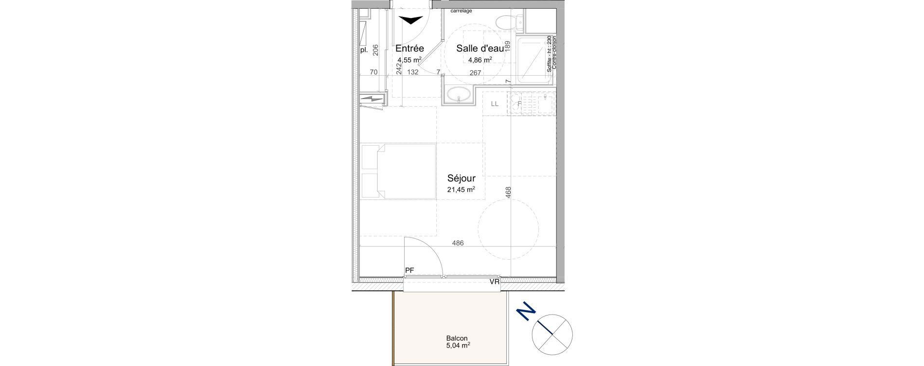 Appartement T1 de 31,00 m2 &agrave; Vand&oelig;uvre-L&egrave;s-Nancy Biancamaria