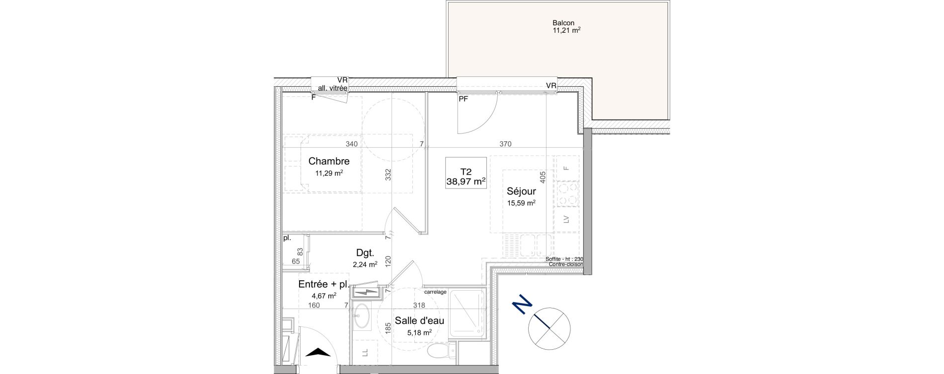Appartement T2 de 39,00 m2 &agrave; Vand&oelig;uvre-L&egrave;s-Nancy Biancamaria