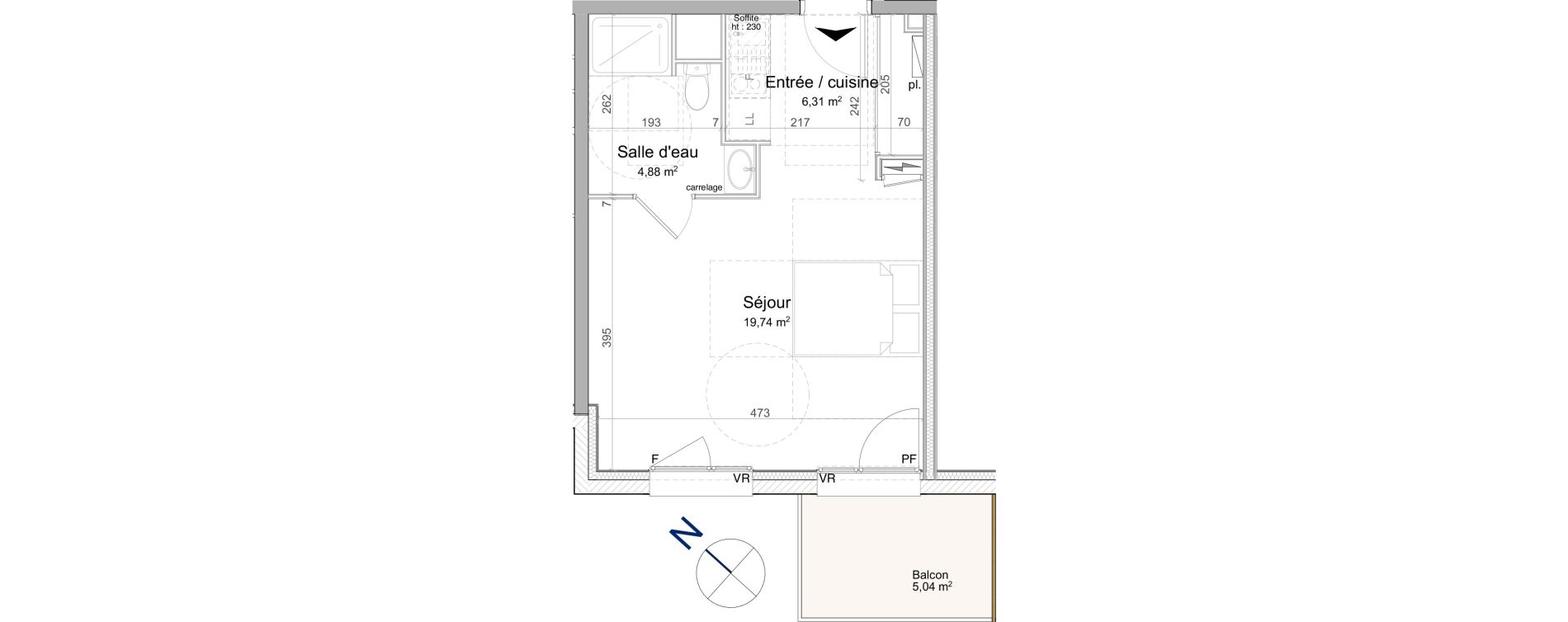 Appartement T1 de 31,00 m2 &agrave; Vand&oelig;uvre-L&egrave;s-Nancy Biancamaria
