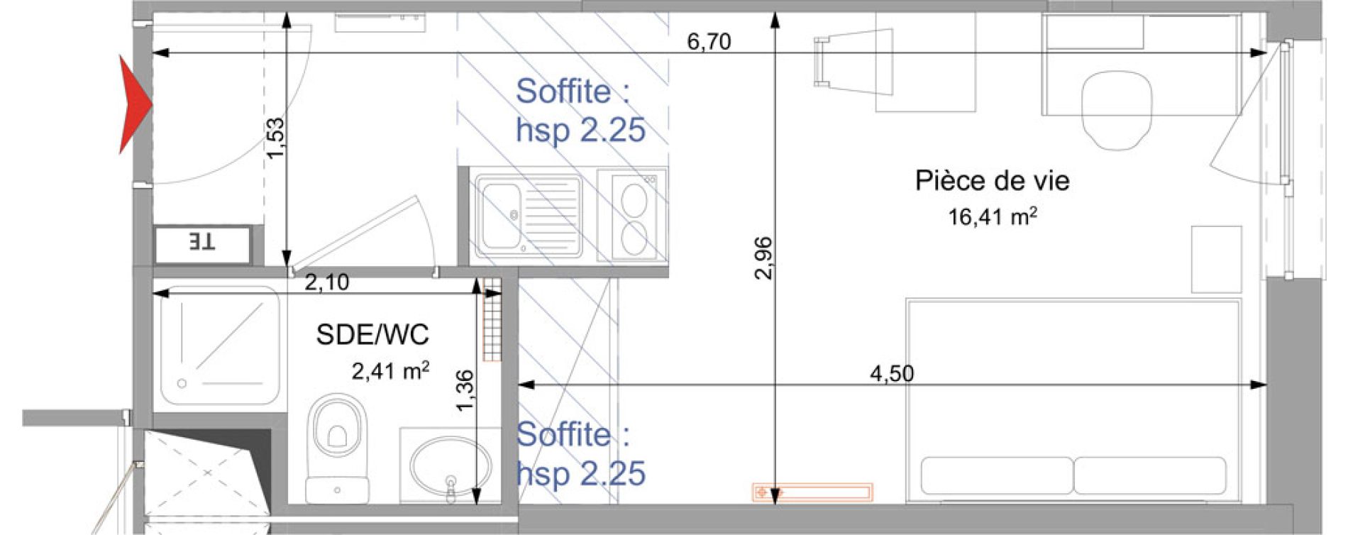 Appartement T1 meubl&eacute; de 18,82 m2 &agrave; Vand&oelig;uvre-L&egrave;s-Nancy Technopole nancy brabois