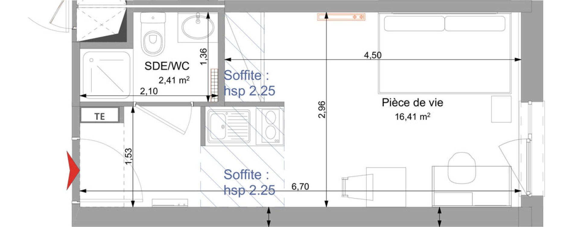 Appartement T1 meubl&eacute; de 18,82 m2 &agrave; Vand&oelig;uvre-L&egrave;s-Nancy Technopole nancy brabois