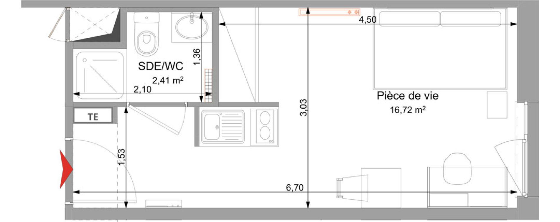 Appartement T1 meubl&eacute; de 19,13 m2 &agrave; Vand&oelig;uvre-L&egrave;s-Nancy Technopole nancy brabois