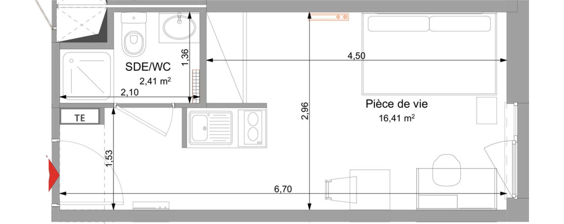 Appartement T1 meubl&eacute; de 18,82 m2 &agrave; Vand&oelig;uvre-L&egrave;s-Nancy Technopole nancy brabois