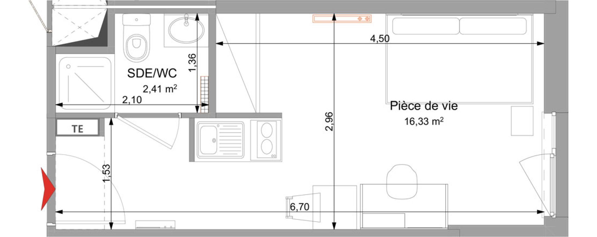 Appartement T1 meubl&eacute; de 18,74 m2 &agrave; Vand&oelig;uvre-L&egrave;s-Nancy Technopole nancy brabois