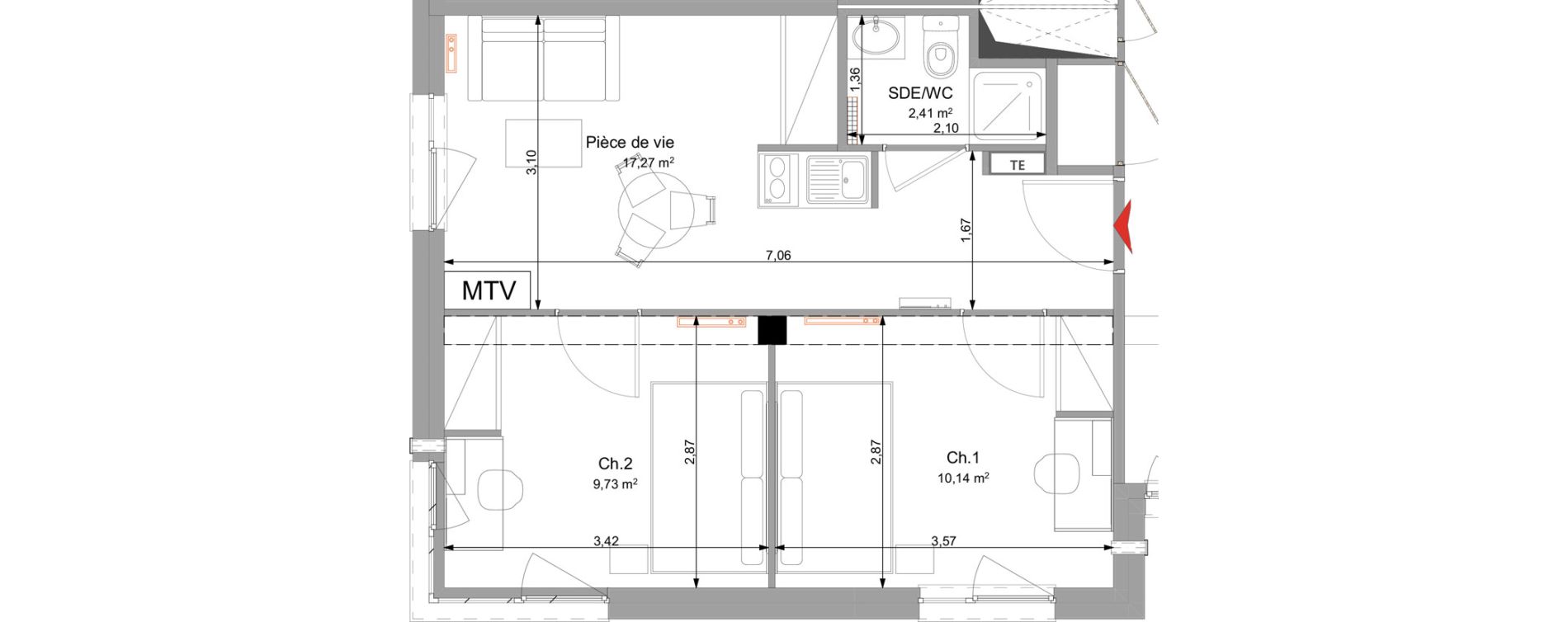 Appartement T3 meubl&eacute; de 39,55 m2 &agrave; Vand&oelig;uvre-L&egrave;s-Nancy Technopole nancy brabois