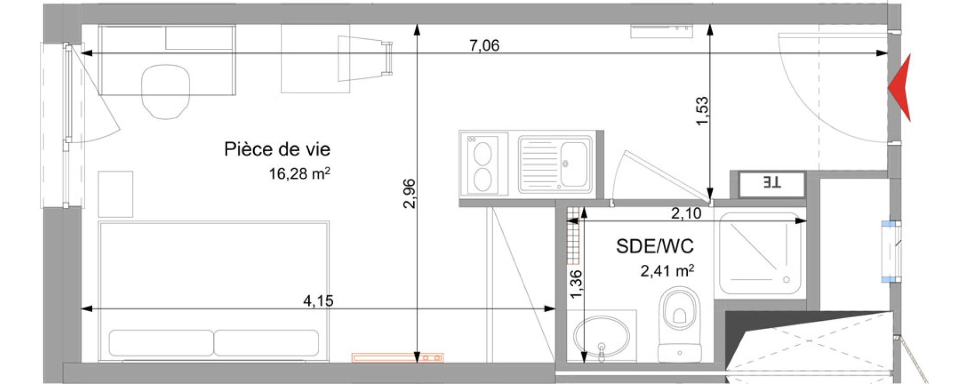 Appartement T1 meubl&eacute; de 18,69 m2 &agrave; Vand&oelig;uvre-L&egrave;s-Nancy Technopole nancy brabois