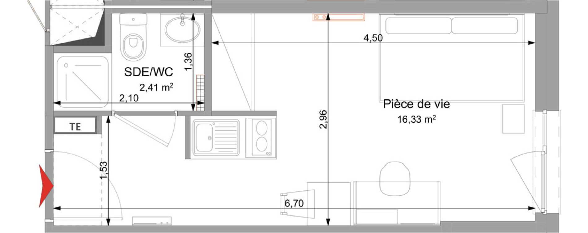 Appartement T1 meubl&eacute; de 18,74 m2 &agrave; Vand&oelig;uvre-L&egrave;s-Nancy Technopole nancy brabois