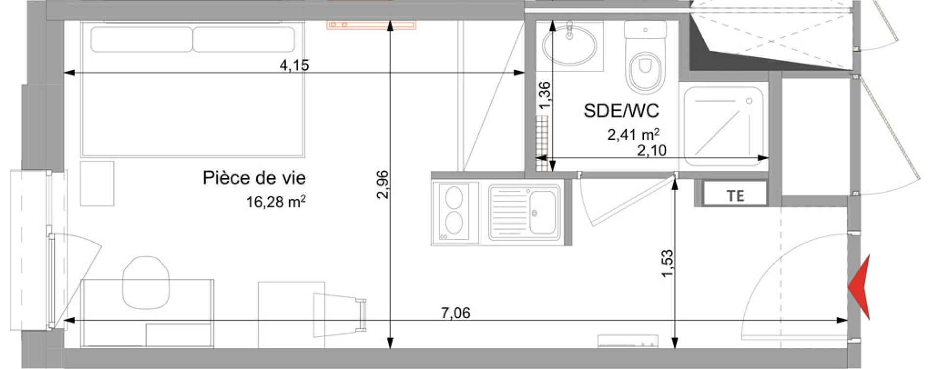 Appartement T1 meubl&eacute; de 18,69 m2 &agrave; Vand&oelig;uvre-L&egrave;s-Nancy Technopole nancy brabois