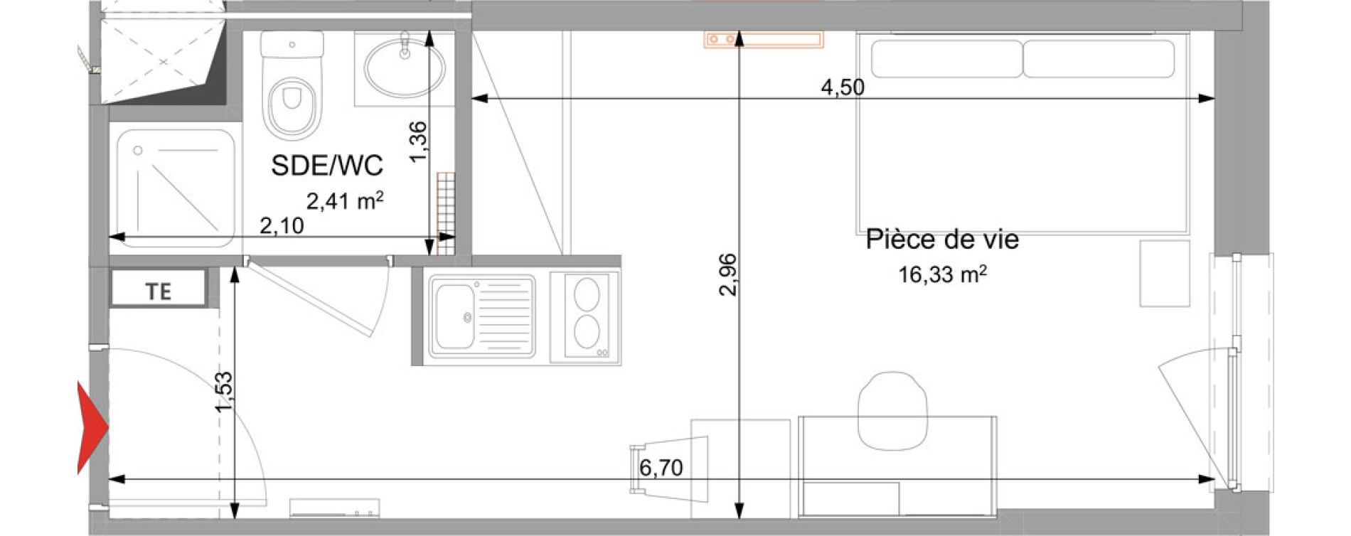 Appartement T1 meubl&eacute; de 18,74 m2 &agrave; Vand&oelig;uvre-L&egrave;s-Nancy Technopole nancy brabois