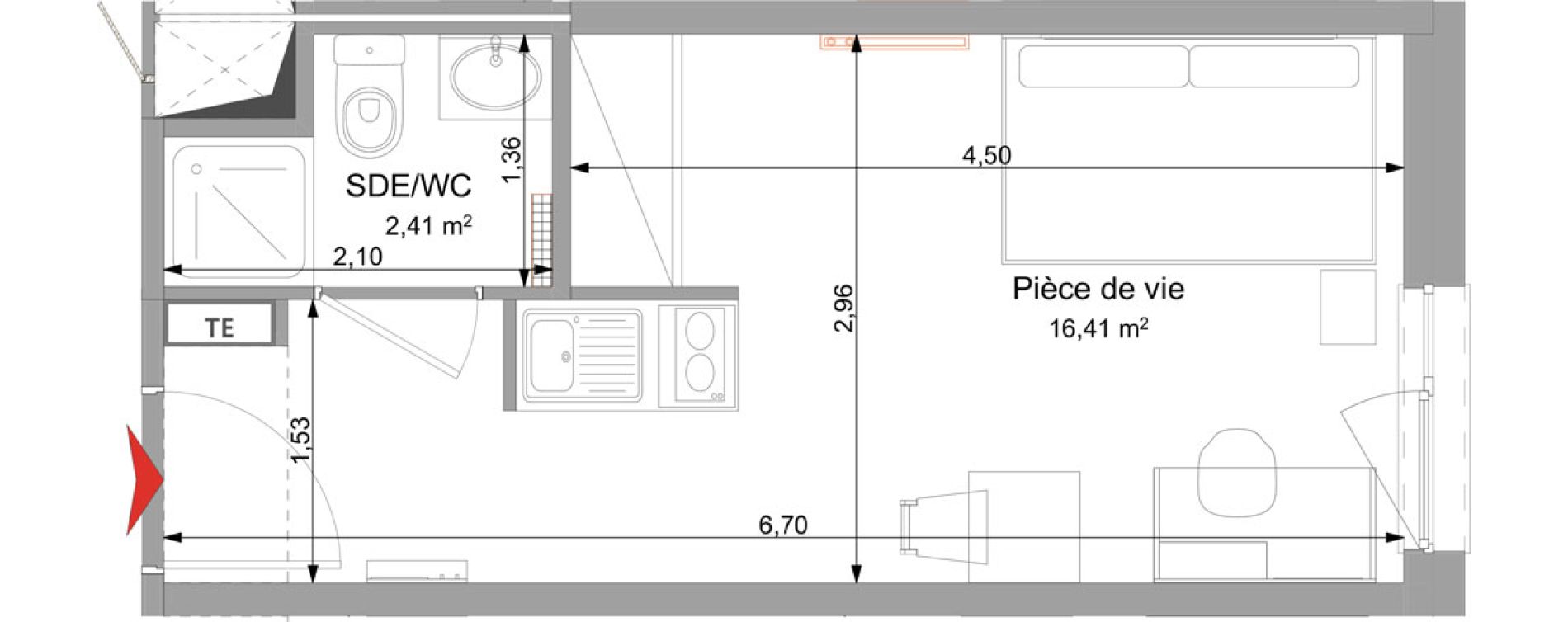 Appartement T1 meubl&eacute; de 18,82 m2 &agrave; Vand&oelig;uvre-L&egrave;s-Nancy Technopole nancy brabois