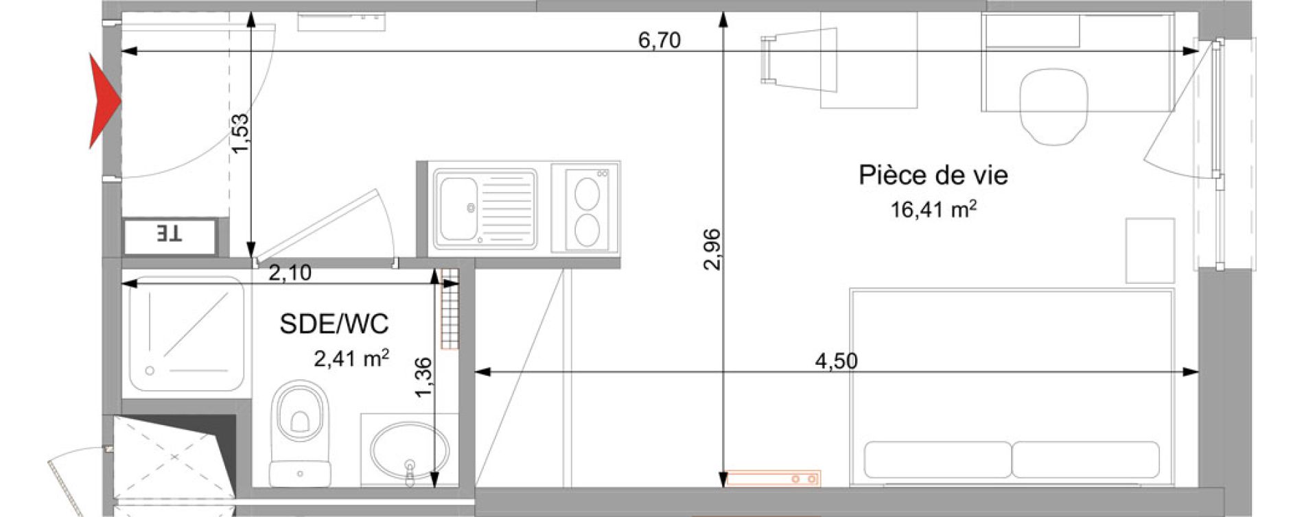 Appartement T1 meubl&eacute; de 18,82 m2 &agrave; Vand&oelig;uvre-L&egrave;s-Nancy Technopole nancy brabois