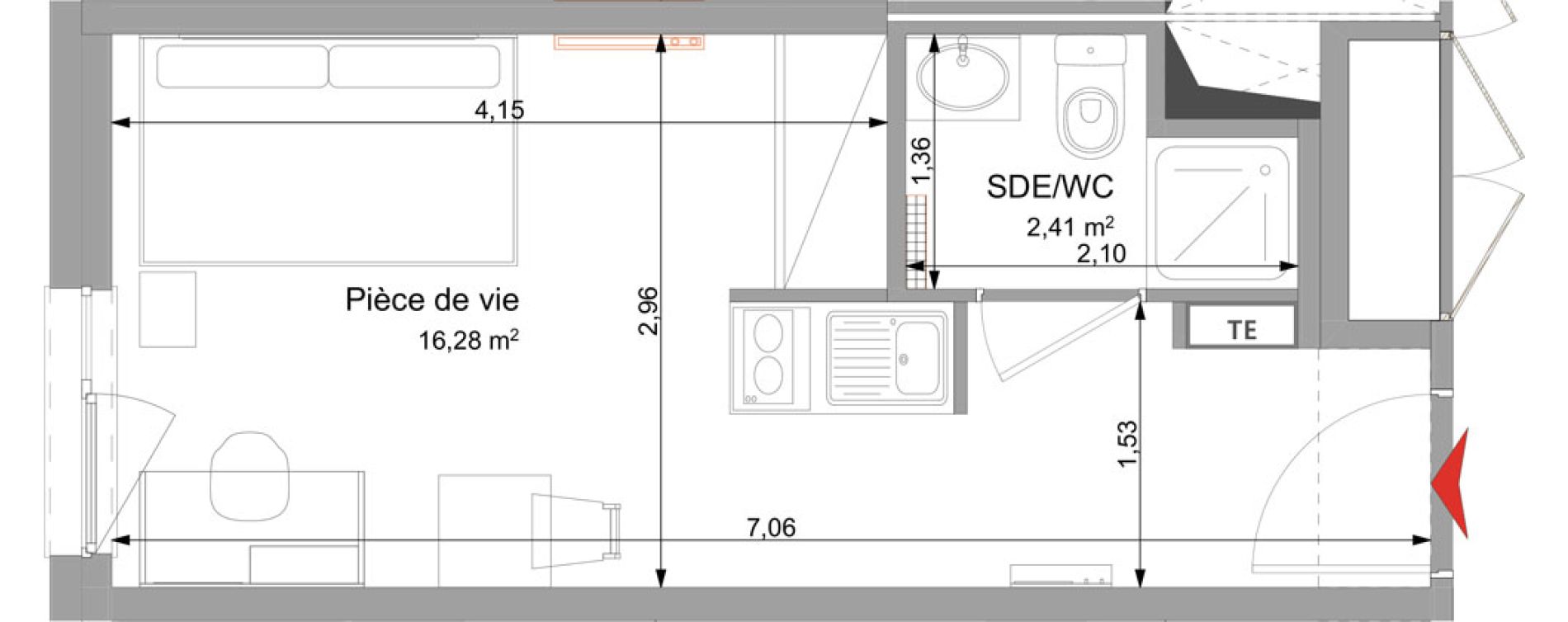 Appartement T1 meubl&eacute; de 18,69 m2 &agrave; Vand&oelig;uvre-L&egrave;s-Nancy Technopole nancy brabois