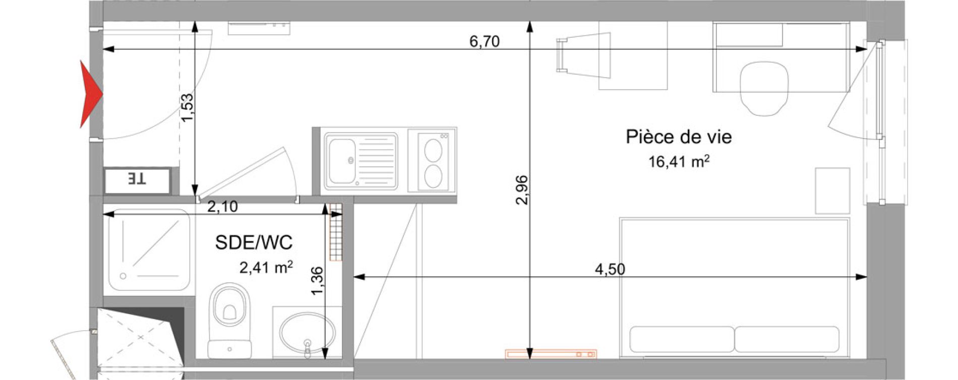 Appartement T1 meubl&eacute; de 18,82 m2 &agrave; Vand&oelig;uvre-L&egrave;s-Nancy Technopole nancy brabois